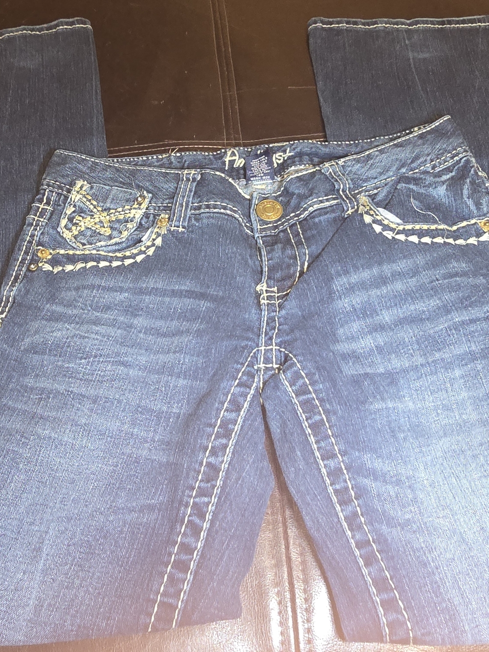 Amethyst Jeans Women's Dark Blue Skinny Jeans with Embroidered Pockets